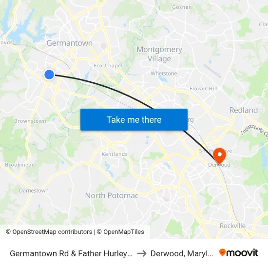 Germantown Rd & Father Hurley Blvd to Derwood, Maryland map