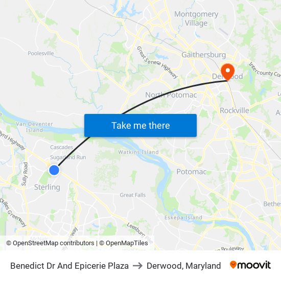Benedict Dr And Epicerie Plaza to Derwood, Maryland map