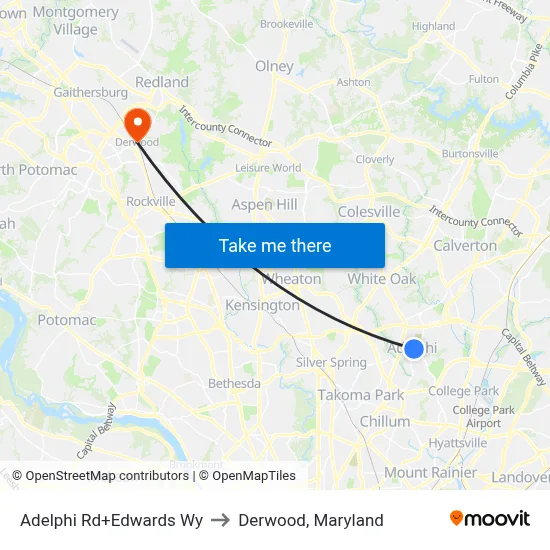 Adelphi Rd+Edwards Wy to Derwood, Maryland map