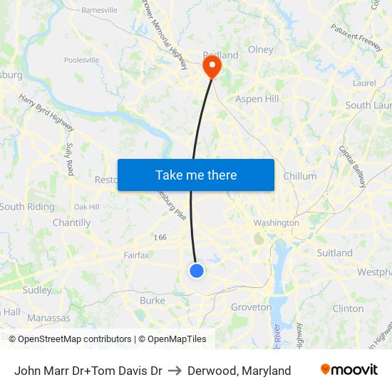 John Marr Dr+Tom Davis Dr to Derwood, Maryland map