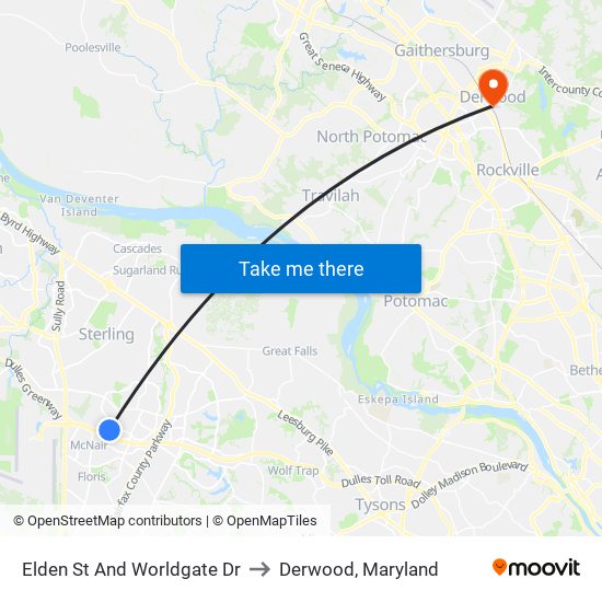 Elden St And Worldgate Dr to Derwood, Maryland map