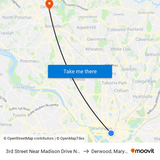 3rd Street Near Madison Drive NW (Nb) to Derwood, Maryland map