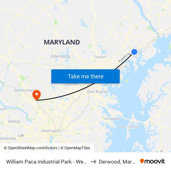 William Paca Industrial Park - Westbound to Derwood, Maryland map