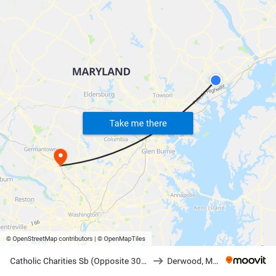 Catholic Charities Sb (Opposite 3001 St. Clair Ln) to Derwood, Maryland map