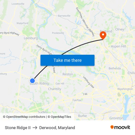 Stone Ridge II to Derwood, Maryland map