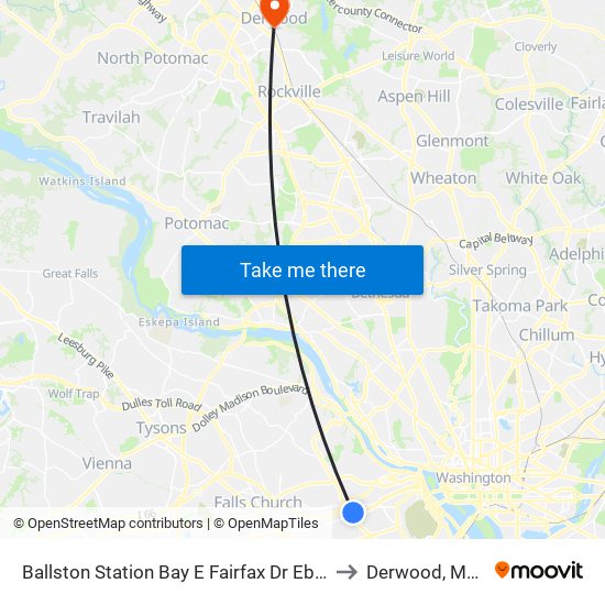 Ballston Station Bay E Fairfax Dr Eb @ N Stuart St to Derwood, Maryland map