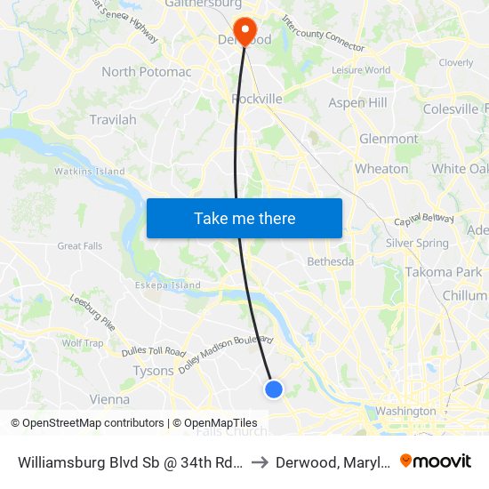 Williamsburg Blvd Sb @ 34th Rd N Ns to Derwood, Maryland map