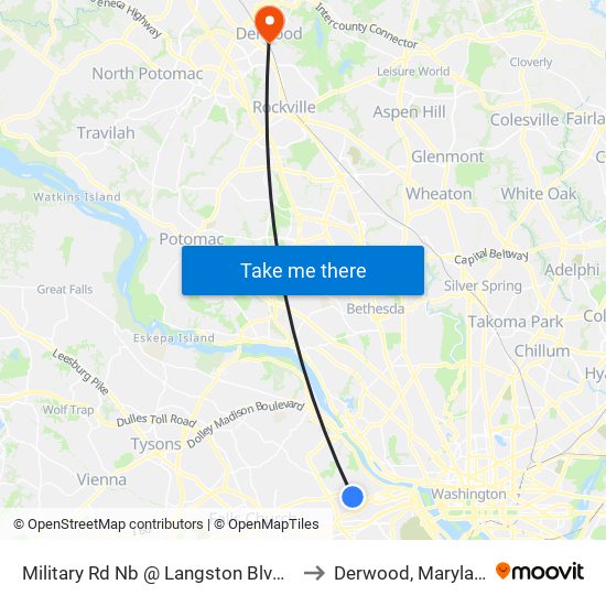 Military Rd Nb @ Langston Blvd FS to Derwood, Maryland map