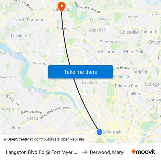 Langston Blvd Eb @ Fort Myer Dr Ns to Derwood, Maryland map