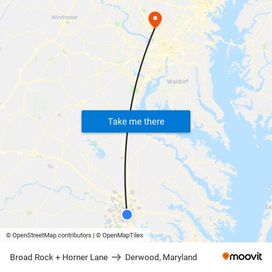 Broad Rock + Horner Lane to Derwood, Maryland map