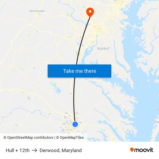 Hull + 12th to Derwood, Maryland map