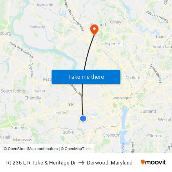 Rt 236 L R Tpke & Heritage Dr to Derwood, Maryland map