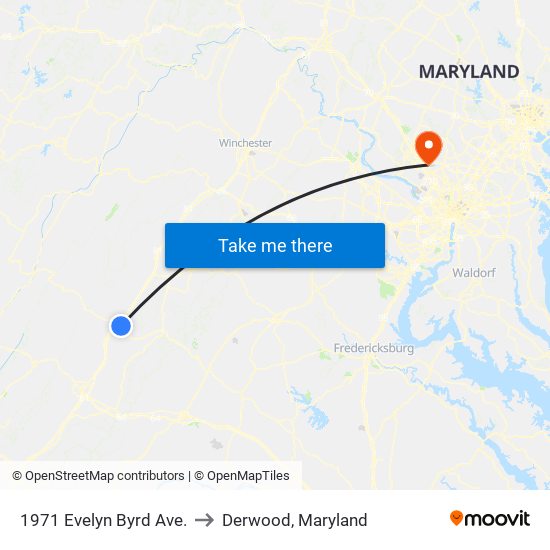 1971 Evelyn Byrd Ave. to Derwood, Maryland map