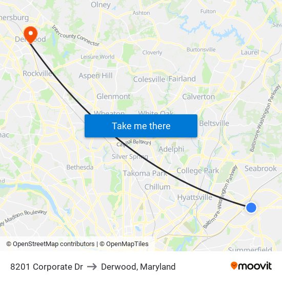8201 Corporate Dr to Derwood, Maryland map
