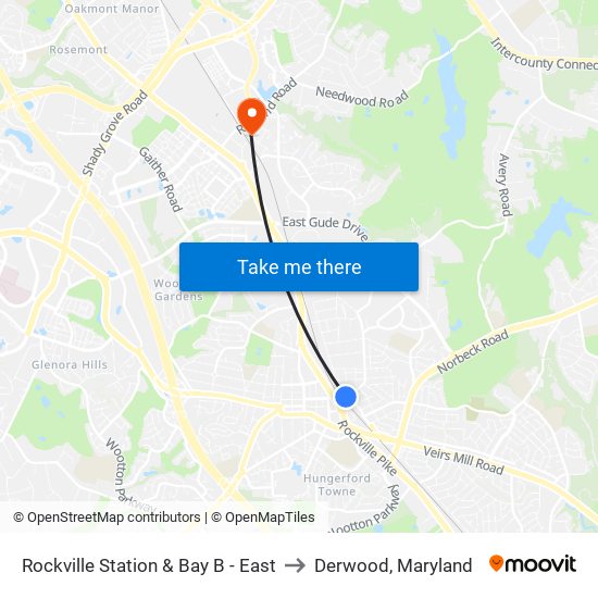 Rockville Station & Bay B - East to Derwood, Maryland map