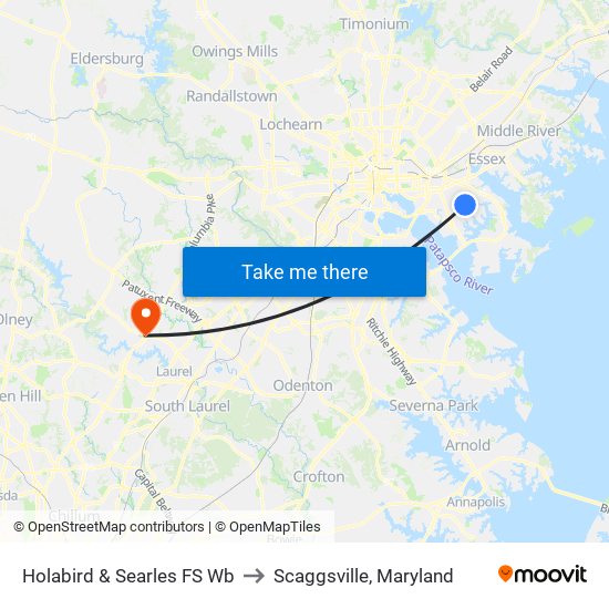 Holabird & Searles FS Wb to Scaggsville, Maryland map