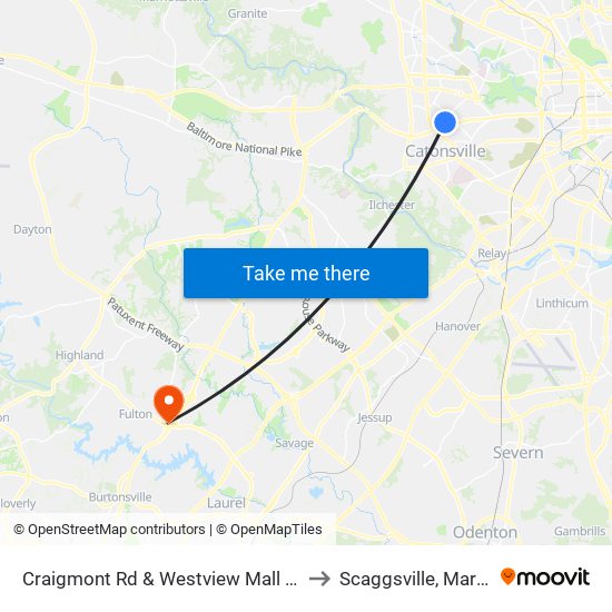 Craigmont Rd & Westview Mall Opp Wb to Scaggsville, Maryland map