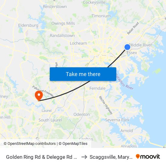 Golden Ring Rd & Delegge Rd FS Wb to Scaggsville, Maryland map