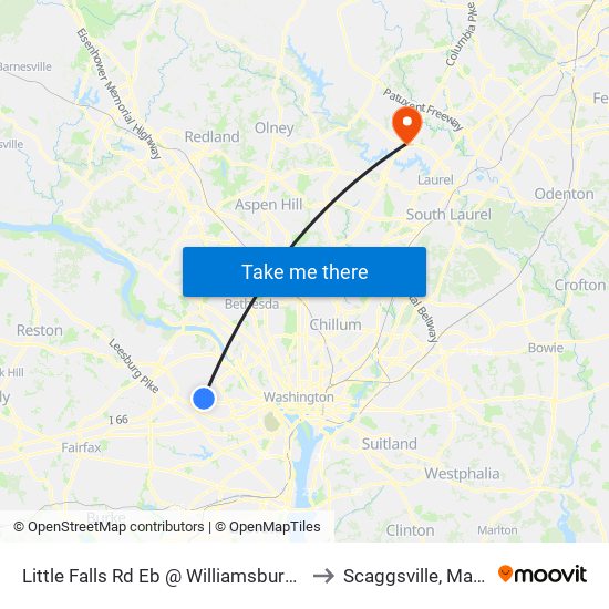 Little Falls Rd Eb @ Williamsburg Blvd MB to Scaggsville, Maryland map