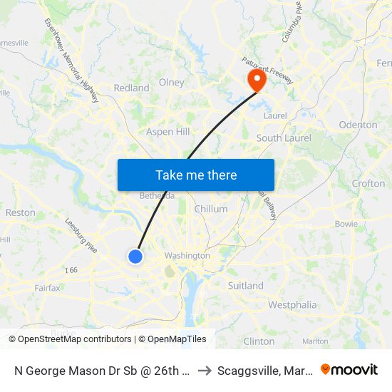 N George Mason Dr Sb @ 26th Rd N Ns to Scaggsville, Maryland map