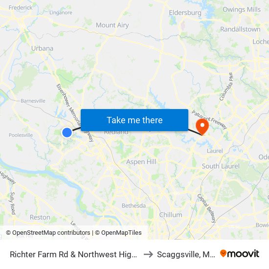 Richter Farm Rd & Northwest High School Enter to Scaggsville, Maryland map