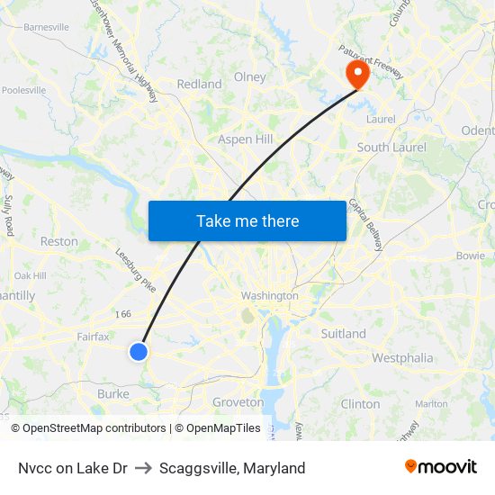 Nvcc on Lake Dr to Scaggsville, Maryland map