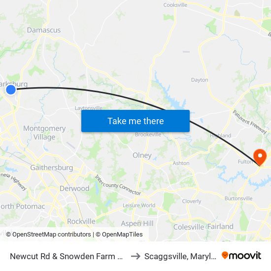 Newcut Rd & Snowden Farm Pkwy to Scaggsville, Maryland map