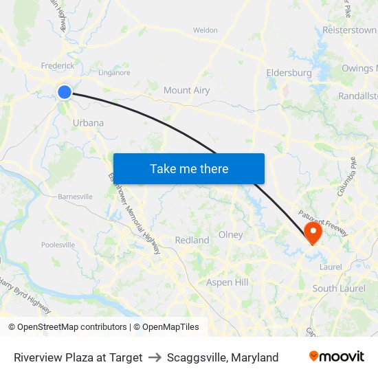 Riverview Plaza at Target to Scaggsville, Maryland map