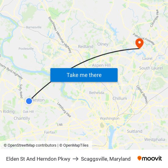 Elden St And Herndon Pkwy to Scaggsville, Maryland map