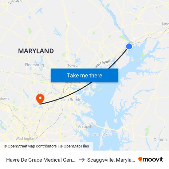 Havre De Grace Medical Center to Scaggsville, Maryland map