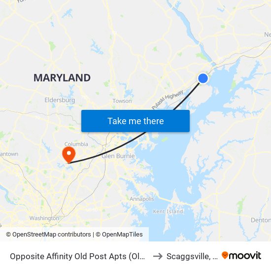 Opposite Affinity Old Post Apts (Old Post Rd & Michael La) to Scaggsville, Maryland map