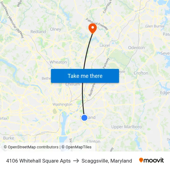 4106 Whitehall Square Apts to Scaggsville, Maryland map