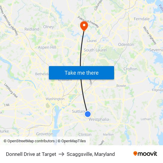 Donnell Drive at Target to Scaggsville, Maryland map