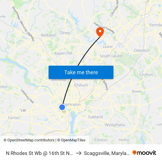 N Rhodes St Sb @ 16th St N FS to Scaggsville, Maryland map