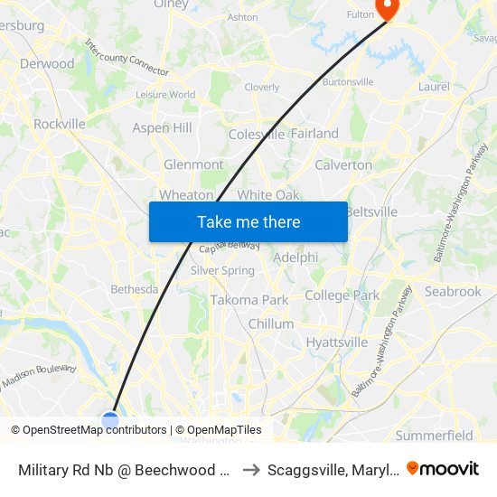 Military Rd Nb @ Beechwood Cir Ns to Scaggsville, Maryland map