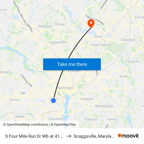 S Four Mile Run Dr Wb at 4191 to Scaggsville, Maryland map