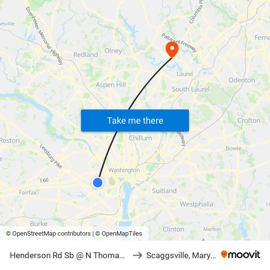 Henderson Rd Sb @ N Thomas St FS to Scaggsville, Maryland map