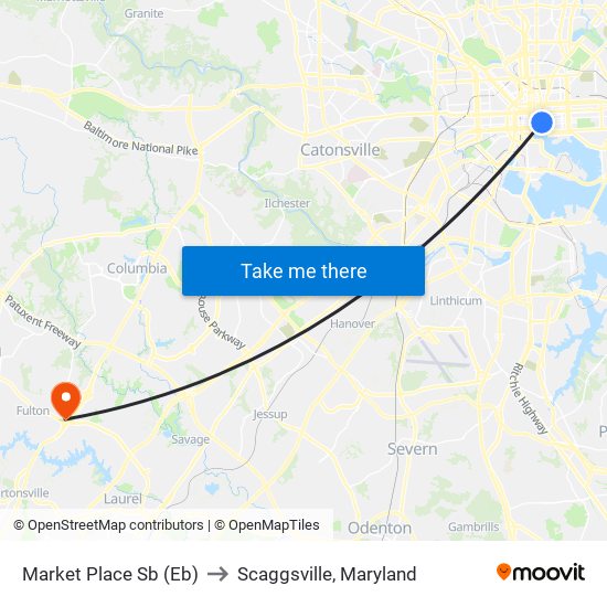 Market Place Sb (Eb) to Scaggsville, Maryland map