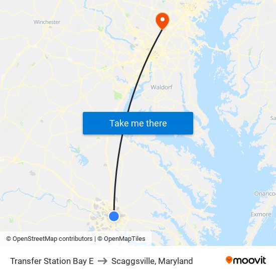 Transfer Station Bay E to Scaggsville, Maryland map