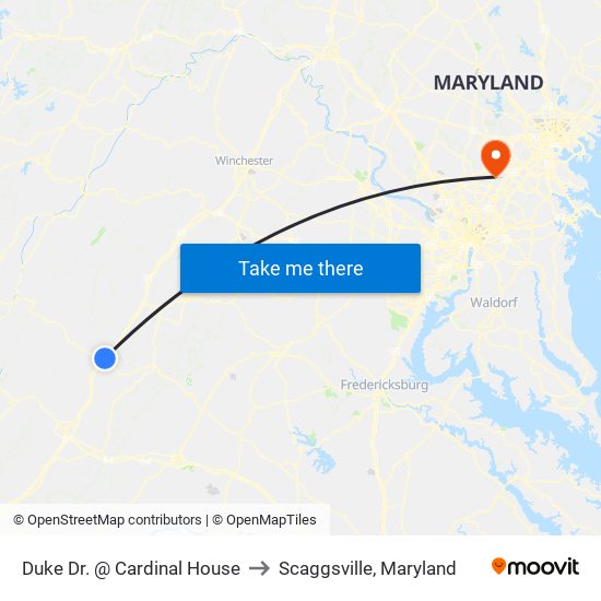 Duke Dr. @ Cardinal House to Scaggsville, Maryland map