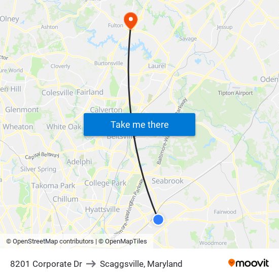 8201 Corporate Dr to Scaggsville, Maryland map