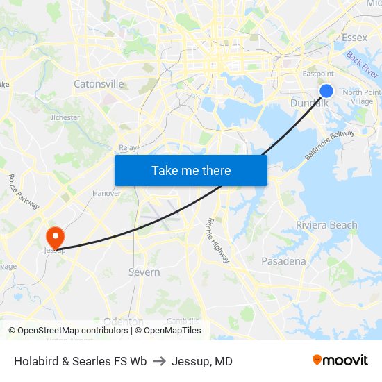 Holabird & Searles FS Wb to Jessup, MD map