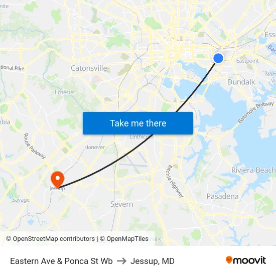 Eastern Ave & Ponca St Wb to Jessup, MD map
