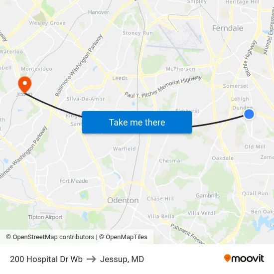 200 Hospital Dr Wb to Jessup, MD map