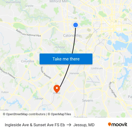 Ingleside Ave & Sunset Ave FS Eb to Jessup, MD map