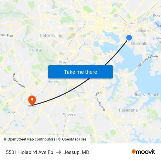 5501 Holabird Ave Eb to Jessup, MD map