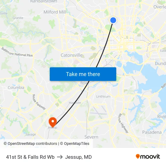 41st St & Falls Rd Wb to Jessup, MD map