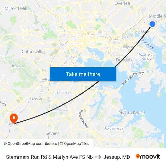 Stemmers Run Rd & Marlyn Ave FS Nb to Jessup, MD map