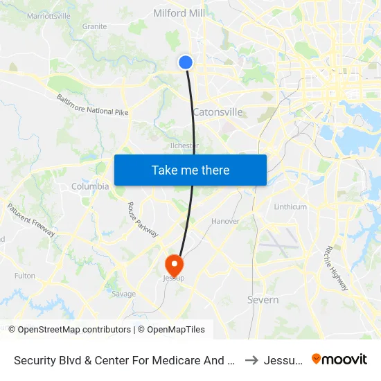 Security Blvd & Center For Medicare And Medicaid Services Eb to Jessup, MD map