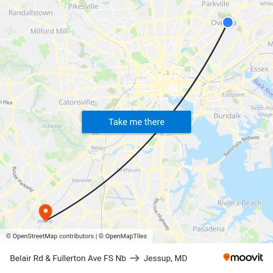 Belair Rd & Fullerton Ave FS Nb to Jessup, MD map
